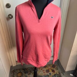 Vineyard Vines Coral Quarter-Zip Sweatshirt